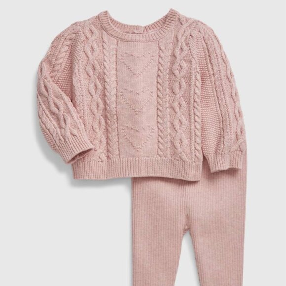 GAP Other - EUC GAP Pink Heart Cable-Knit Sweater Outfit Set